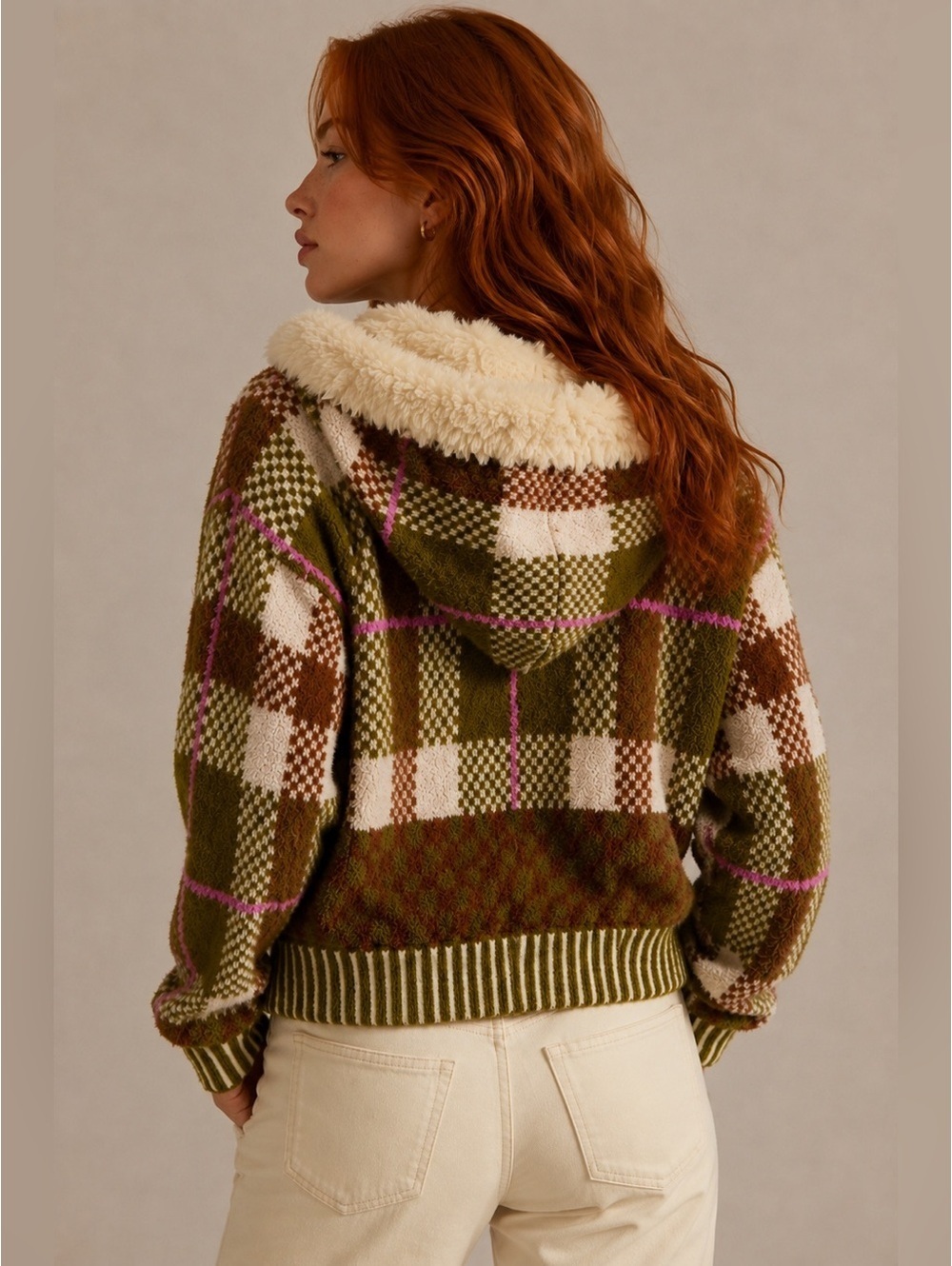 FREE PEOPLE Namesake Faux Fur Lined Hoodie Olive Combo XS - Picture 6 of 9